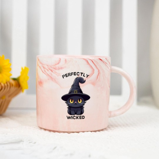 Wicked Cat Witch Funny Halloween Witch Marble Mugs