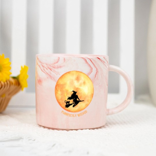 Wicked Cat Witch Funny Halloween Witch Marble Mugs