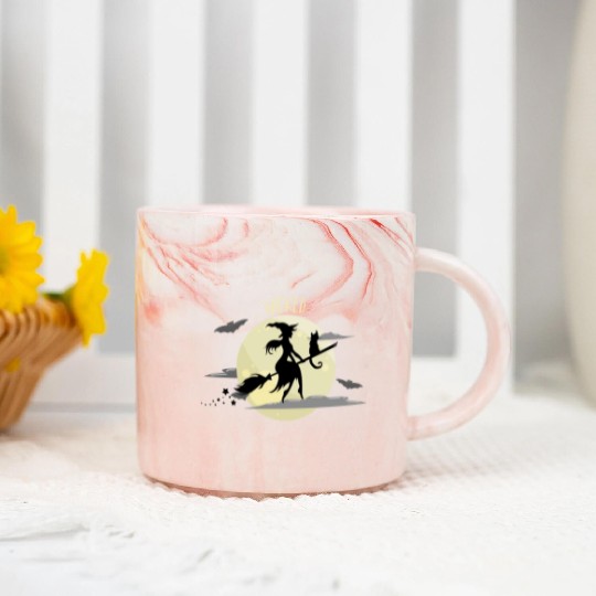 Wicked Cat Witch Funny Halloween Witch Marble Mugs