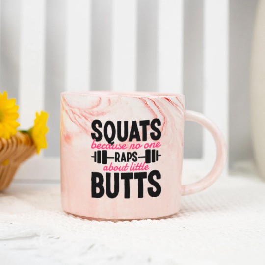 Funny Squat Work Out Gym Weight Training Leg Day Marble Mugs