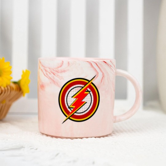 Red and yellow color Gorilla thunder circle design Marble Mugs