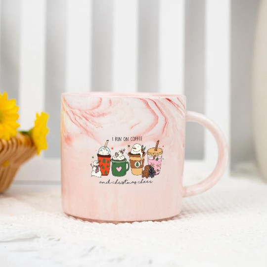 Funny I Run on Coffee and Christmas Cheer Marble Mugs