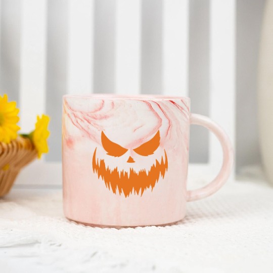 Jack O Lantern Scary Carved Pumpkin Face Halloween Marble Mugs