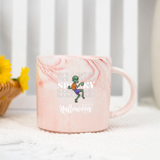 Spooky Season Zombie Halloween Fall Marble Mugs