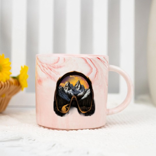 Skiing Ski Googles Mountains Alps Skier Marble Mugs