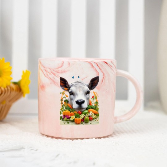 ANIMAL COW VEGETARIAN Marble Mugs
