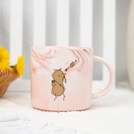 Kiwi with Bow and Arrow Bird and Fruit Marble Mugs
