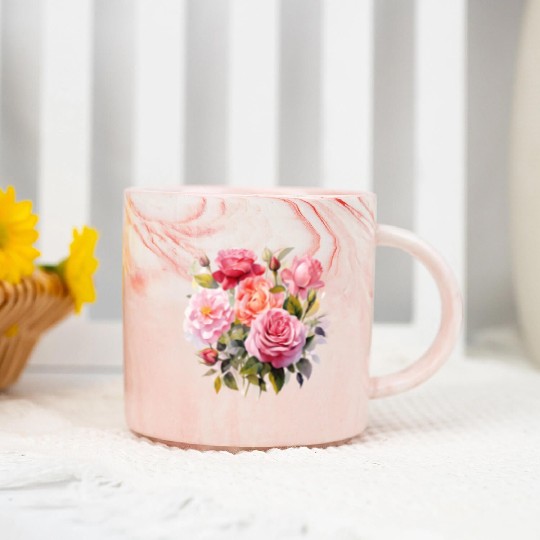 Nature's Artistic Elegance English Rose Tapestry Marble Mugs