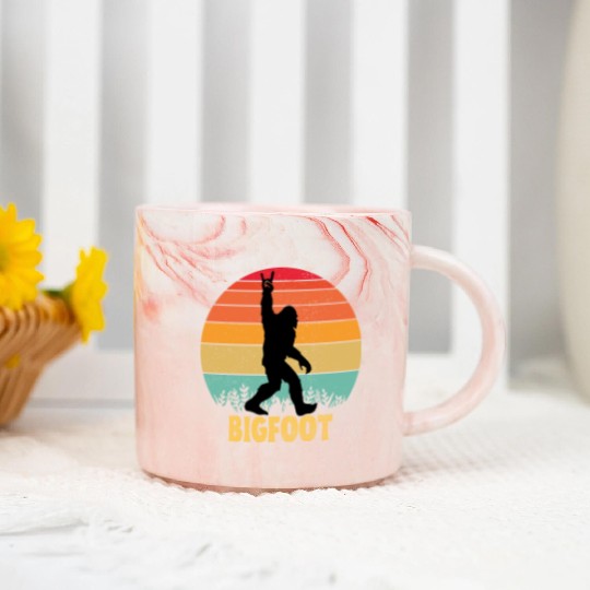 Funny Bigfoot Rock Roll retro Marble Mugs