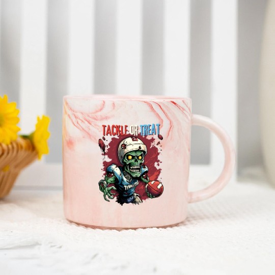 Tackle or Treat Zombie American football Marble Mugs