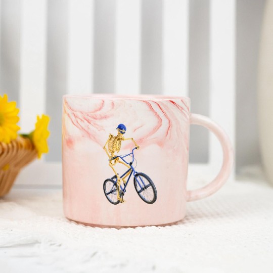 The Grim Reaper doing freestyle biking Marble Mugs