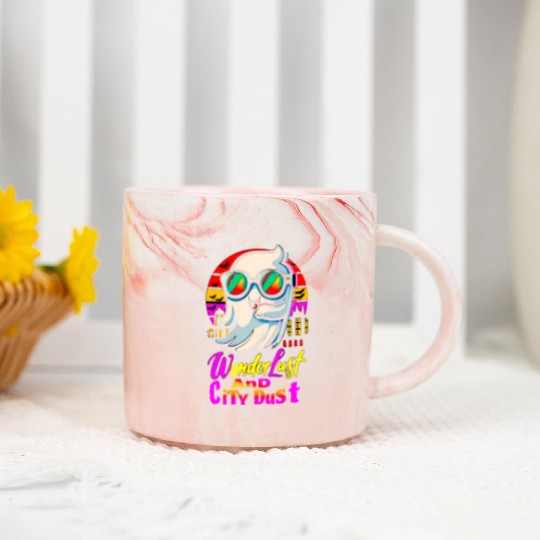 Halloween Ghost with Wanderlust avoiding City Dust Marble Mugs