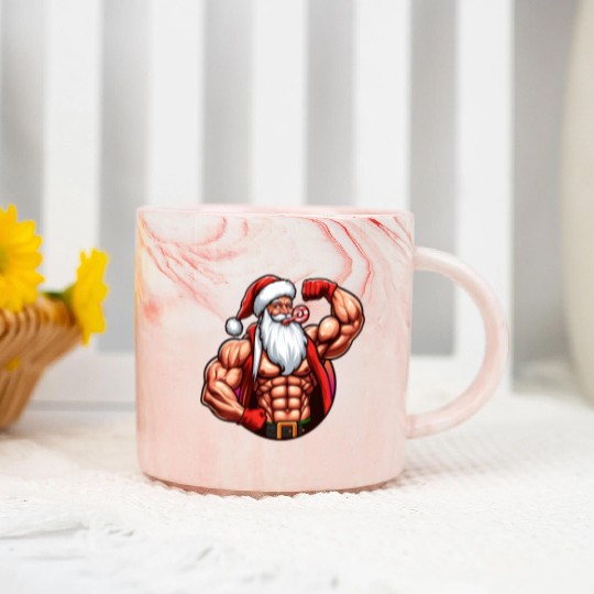 Muscular Santa Fit for the holidays Marble Mugs