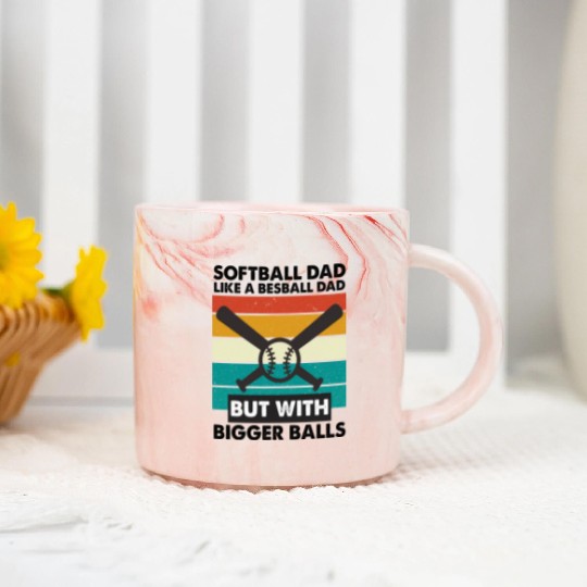 Vintage Softball Dad Like A Baseball Dad Us Flag Marble Mugs
