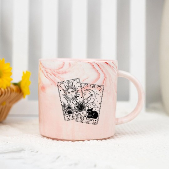 "Tarot Cards: Sun and Moon" Marble Mugs