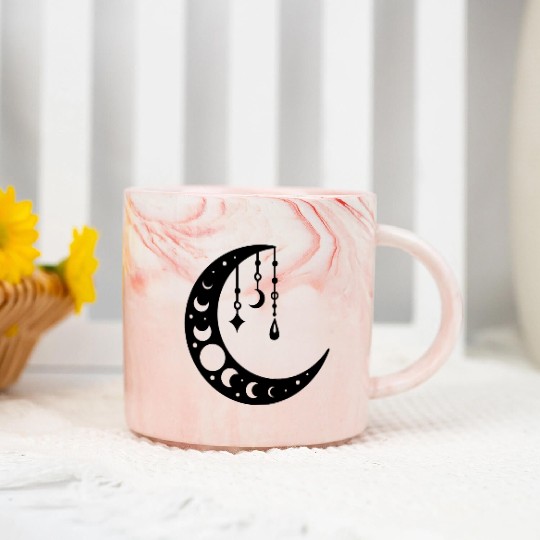 "Half Moon" Marble Mugs -Embrace the Mystical Crescent