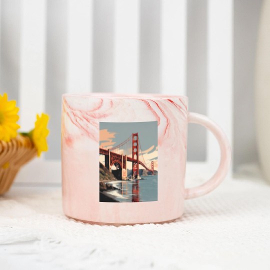 Golden Gate Bridge California Marble Mugs, Golden Gate
