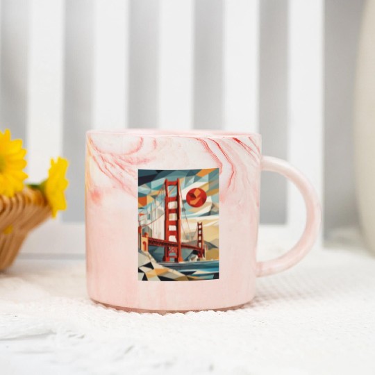 Golden Gate Bridge California Marble Mugs, Golden Gate