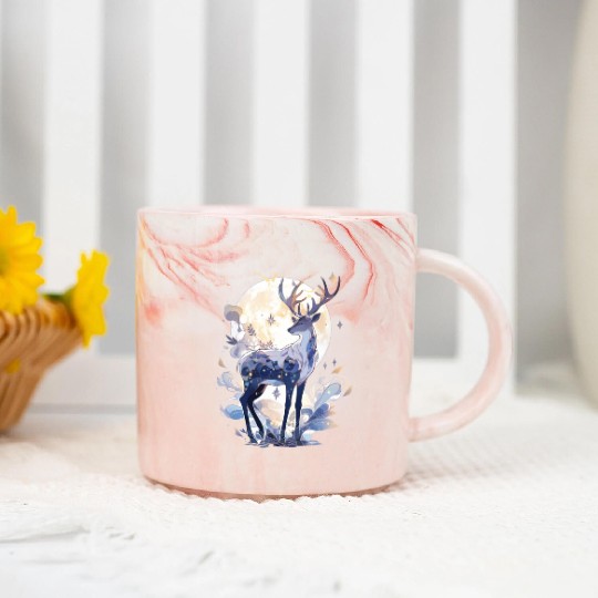 Celestial Deer Marble Mugs