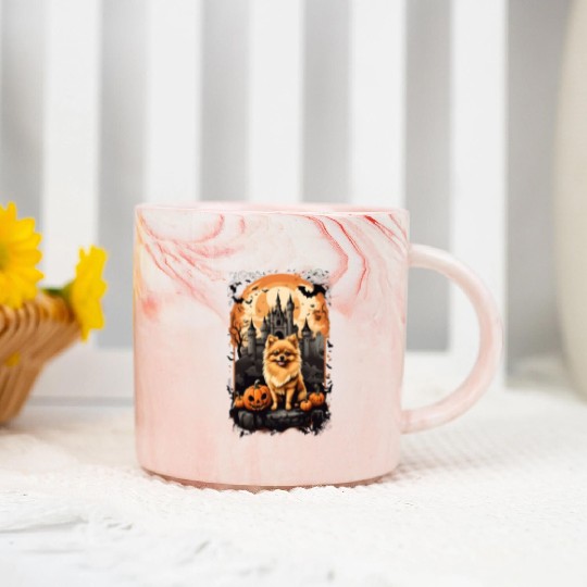 Pomeranian Boo-tiful Halloween Delight Marble Mugs