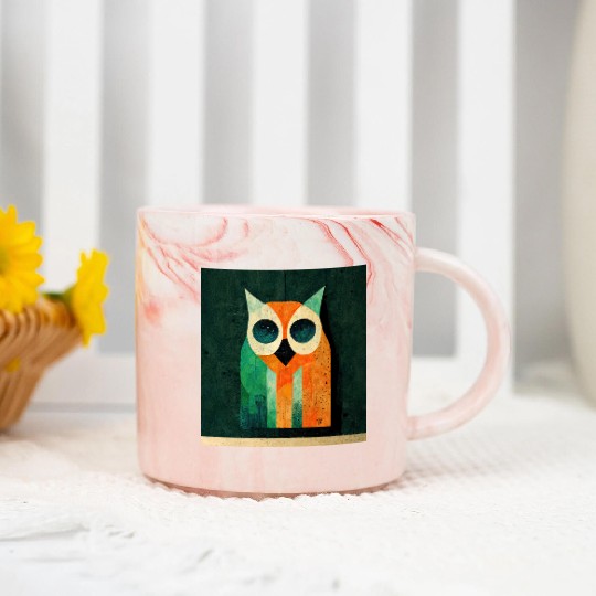 Mod Owl: Drippy Color Owl Marble Mugs
