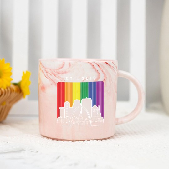 St. Louis Missouri Rainbow Flag LGBTQAI Pride Marble Mugs