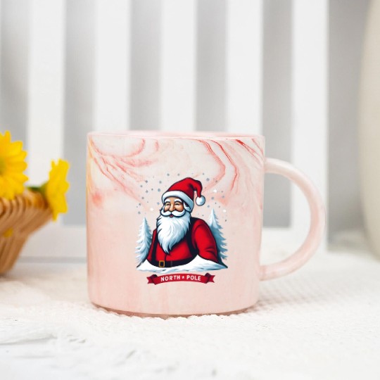 North Pole santa merry christmas Marble Mugs