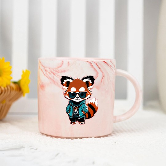 Kawaii Red Panda Marble Mugs
