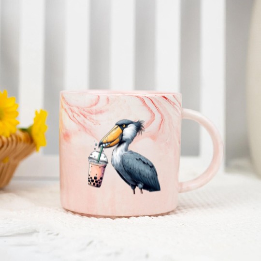 Beaked stork with bubble tea Marble Mugs