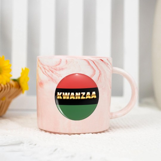 Embracing Kwanzaa: Red, Green, and Black Pride. Marble Mugs