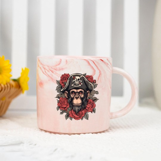 Pirate Monkey / Animal / Rose / Skull / Comic Marble Mugs