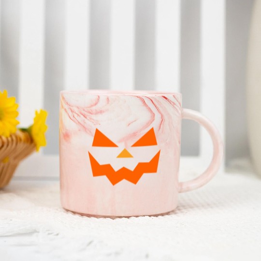 pumpkin halloween scary face outline horror design Marble Mugs