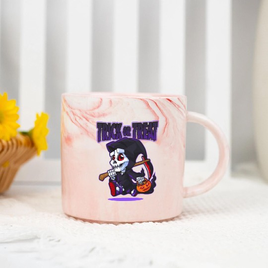 Halloween Trick or Treat Grim Reaper Marble Mugs