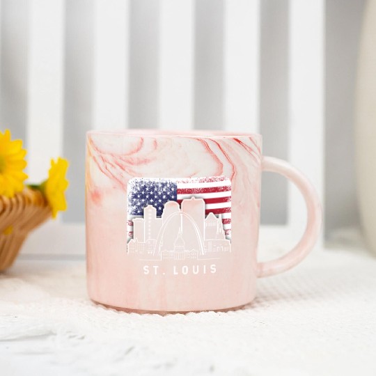St. Louis Missouri American Flag Vintage Marble Mugs