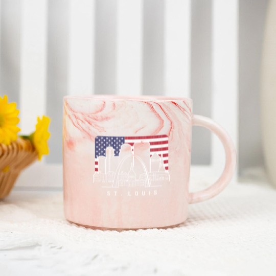 St. Louis Missouri American Flag Marble Mugs