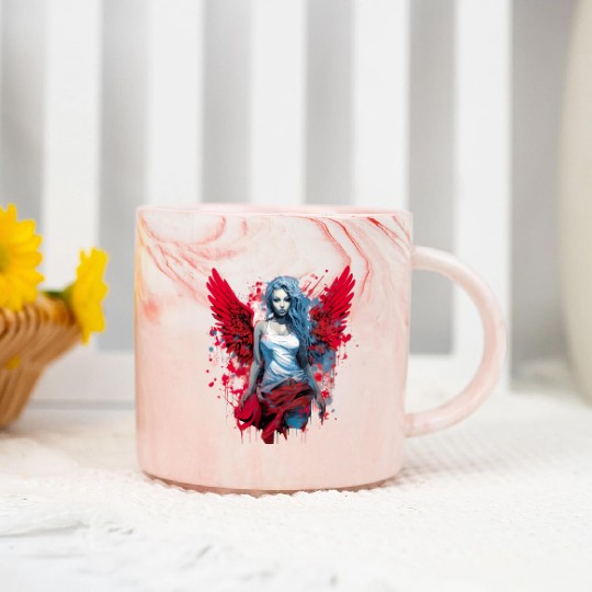 Woman with Angel Wings Angel Esoteric Wings Marble Mugs