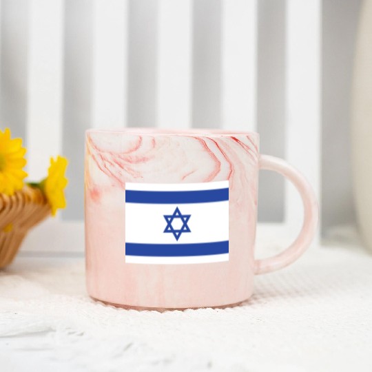 Israeli Flag with Star of David Design Marble Mugs