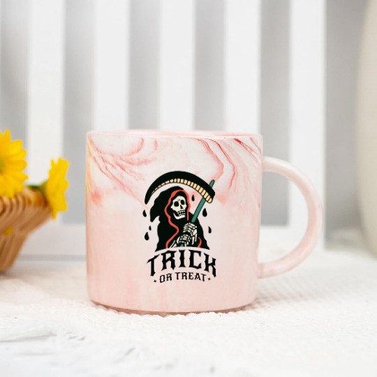Trick or Treat Grim Reaper Marble Mugs