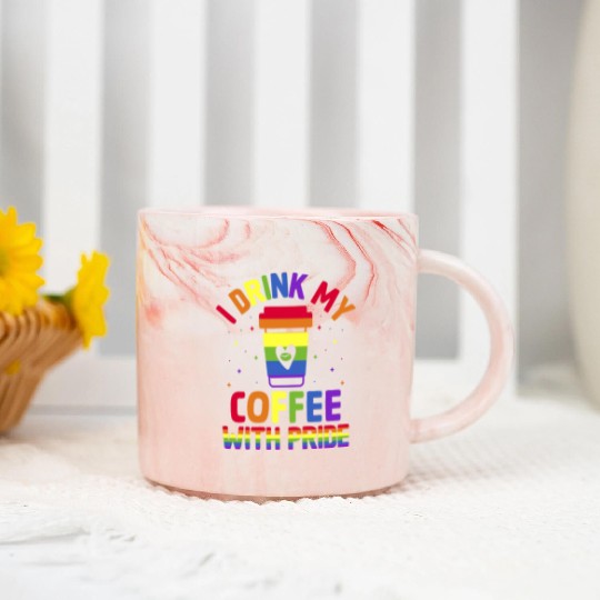 Gay Pride Parade Caffeine LGBTQ Coffee Drinker Marble Mugs