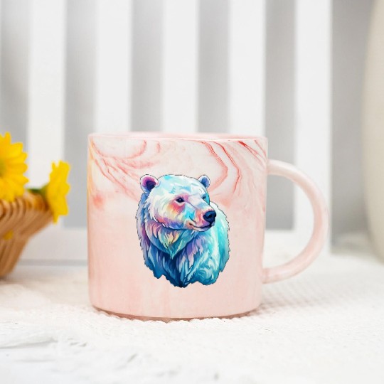 Polar Bear Roar in Winter Wonderland Watercolor Marble Mugs