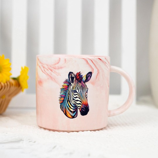 Psychedelic Zebra-Inspired Watercolor Safari Marble Mugs