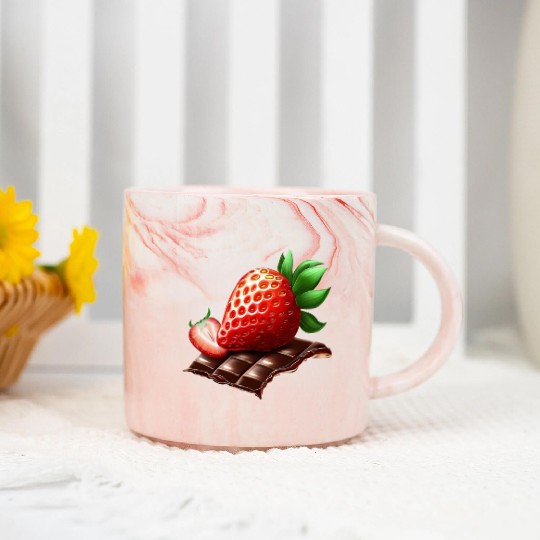 Sweet Temptation: Strawberry Meets Dark Chocolate Marble Mugs