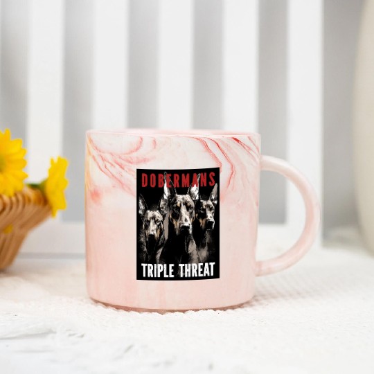 Dobermans Triple Threat - Doberman Lover Marble Mugs
