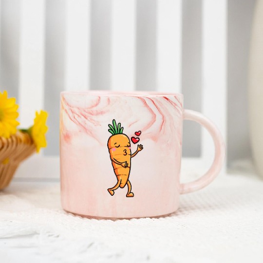 Carrot Emoticon Vegetable Vegan Vegetarian Marble Mugs