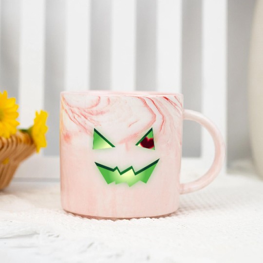 Glowing Green See-Through Jack-O-Lantern w/ Heart Marble Mugs