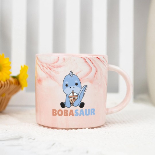 Bobasaur Boba Dinosaur Dino Bubble Tea Marble Mugs