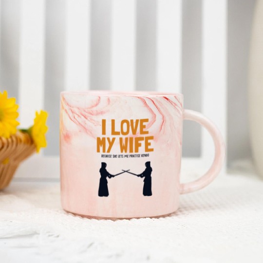 I love my Wife Kendo Kata Kenjusu Bokken Samurai Marble Mugs