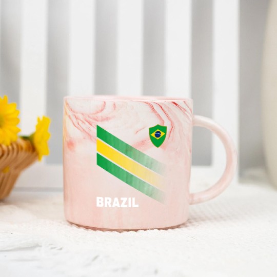 Vintage Brazil Sunflower Flag Brazil Soccer Lover Marble Mugs