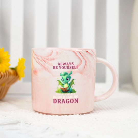 "Always Be Yourself" - Book Reading Green Dragon Marble Mugs