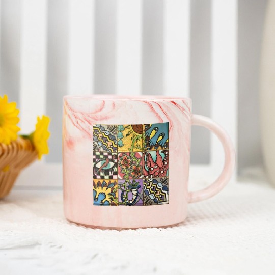 Hand painted wooden squares art by KateToxin Marble Mugs